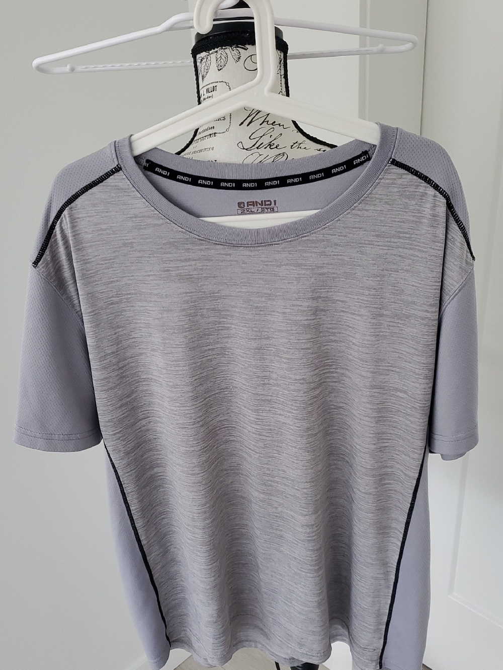 And1 Light Gray Athletic Short Sleeve Tee with Contrast Stitching